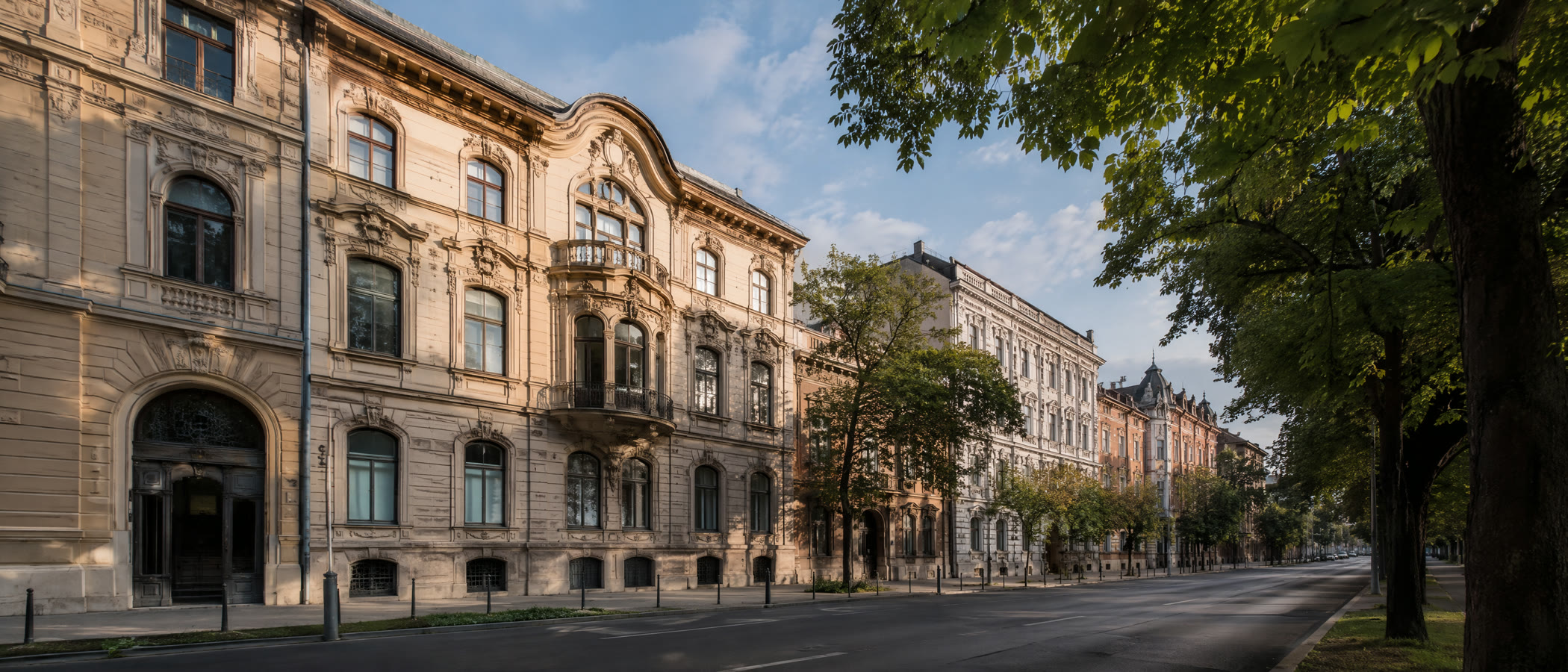 Újlipótvárosi utcakép nappal